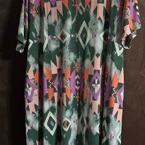 Sew In Love Geometric Green and Pink Midi Dress